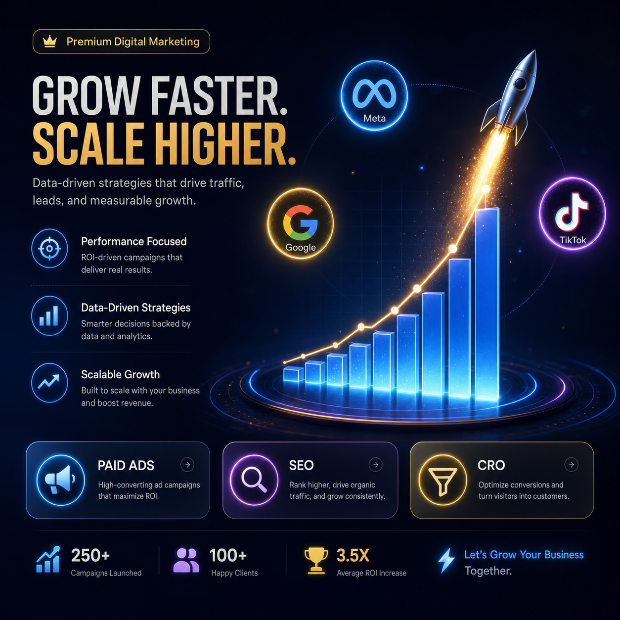 Growth digital marketing package — paid ads, SEO, and CRO